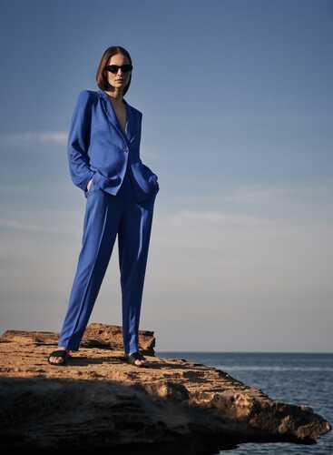 Штани льон-віскоза L-SP-4321 L.NAVY