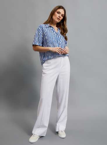 Штани з додаванням льону L-SP-4343 WHITE