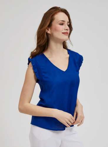 Блузка з додаванням льону L-KO-4356 L.NAVY