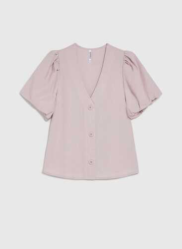 Блузка з додаванням льону L-KO-4948 DUSTY PINK