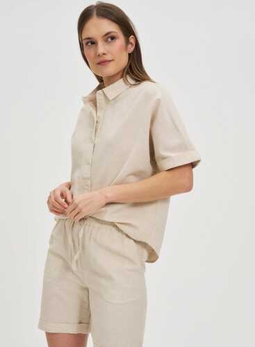 Блузка з додаванням льону L-KO-4643 L.BEIGE MEL