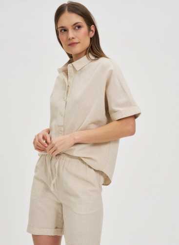 Блузка з додаванням льону L-KO-4643 L.BEIGE MEL